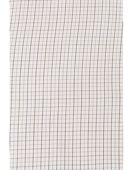 White Cotton Check Printed Shirt / Size: 16-41 - Fit: M (Loose)