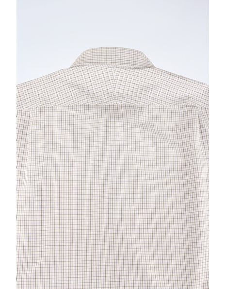 White Cotton Check Printed Shirt / Size: 16-41 - Fit: M (Loose)