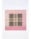 Check Print Silk Scarf with Pink Trim