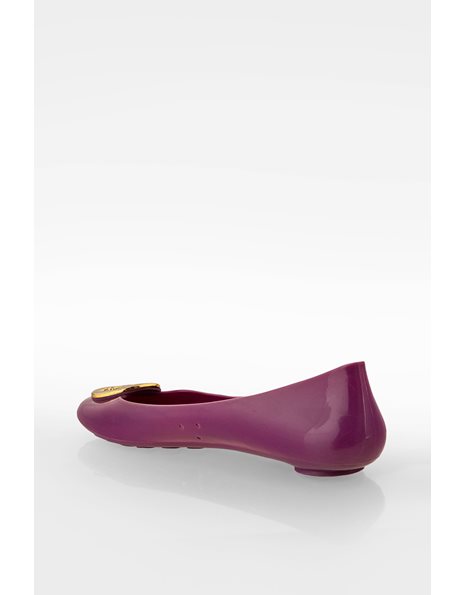 Purple Jelly Reva Ballerinas with Gold Tone Metal Logo / Size: ? - Fit: 39