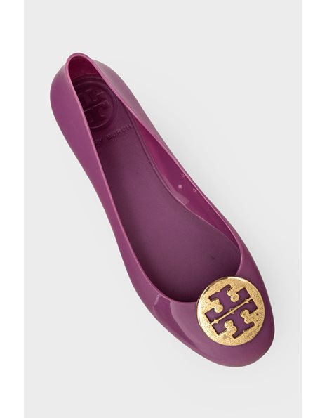 Purple Jelly Reva Ballerinas with Gold Tone Metal Logo / Size: ? - Fit: 39