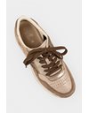 H222 Μπεζ Σουέντ Sneakers με Χρυσές Δερμάτινες Λεπτομέρειες / Μέγεθος: 39 - Εφαρμογή: Κανονική