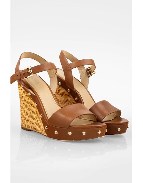 Tan Leather Woven Straw Platforms / Size: 8M (38) - Fit: 38.5