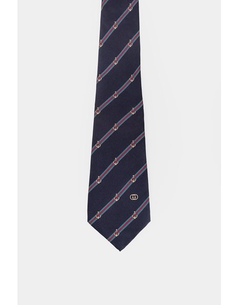 Blue Silk Tie with Anchors