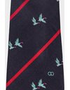 Blue Silk Striped Tie with Birds