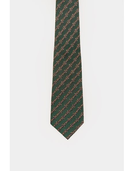 Green Silk Printed Tie