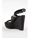 Black Leather Platforms with Raffia / Size: 40 - Fit: True to size