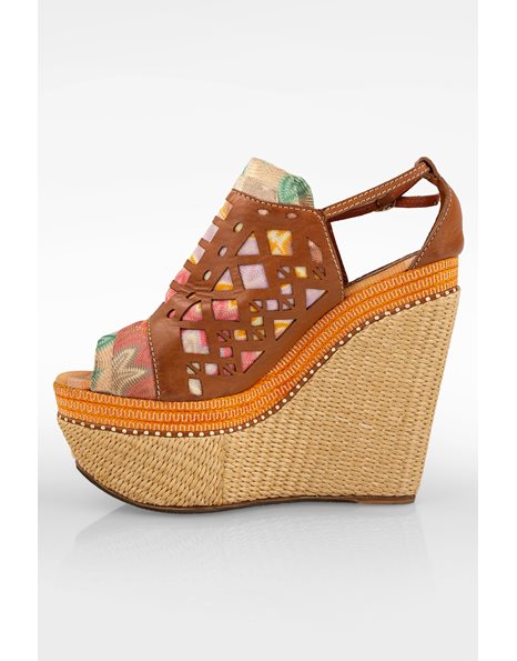Multicoloured Canvas and Leather Platforms / Size: 40 - Fit: True to size