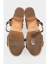 Tan Leather Wooden Heeled Sandals / Size: 41 - Fit: True to size