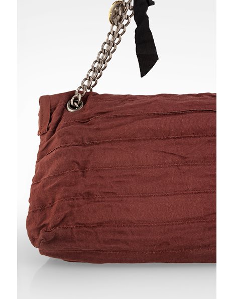 Burgundy Canvas Chain Shoulder Bag