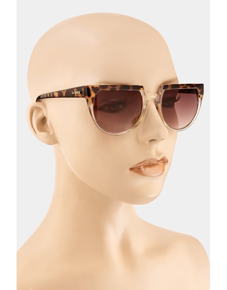 Transparent Flat Top Acetate Sunglasses with Brown Tortoise Shell Details
