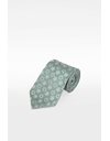 Light Blue Silk Tie with Logo and Flower Print