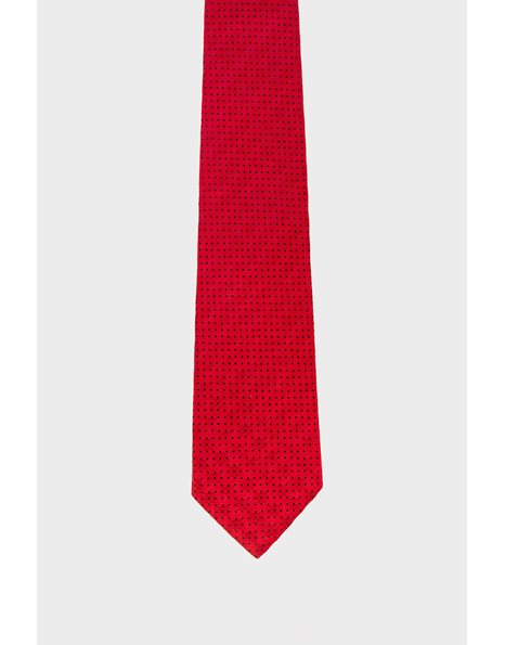 Red Silk Tie with Polka Dot Pattern
