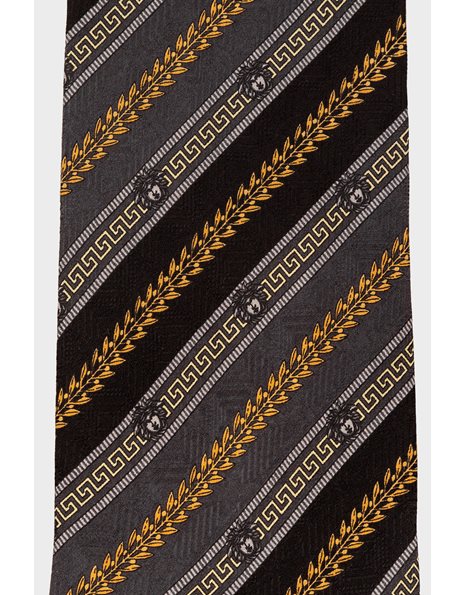 Tricolor Silk Tie with Classic Medusa Design