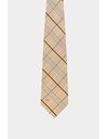 Beige Silk Textured Tie with Check Pattern