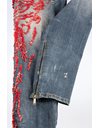 Blue Cotton Denim Embellished Jeans with Corals / Size: 42 IT - Fit: S