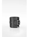 Μαύρο Δερμάτινο Cuff Bracelet με Πλεκτές Έθνικ Λεπτομέρειες