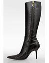 Black Leather Pointed Boots / Size: 38.5 - Fit: True to size