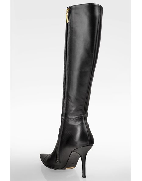 Black Leather Pointed Boots / Size: 38.5 - Fit: True to size
