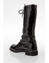 Black Patent Leather Flat Boots / Size: 38 - Fit: 38.5