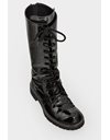 Black Patent Leather Flat Boots / Size: 38 - Fit: 38.5
