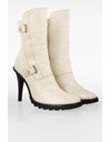 White Cracked Leather Booties with Tractor Sole / Size: 8.5 US (39 EU) - Fit: True to size