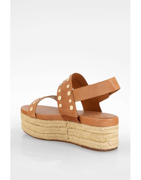 Tan Flatform Sandals with Studs / Size: 39.5 - Fit: True to Size