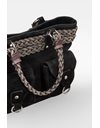 Black Suede Tote Bag with Silver Knitted Details