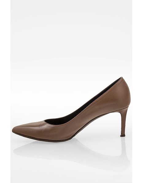 Brown Etoupe Leather Pumps / Size: 38.5 - Fit: True to size