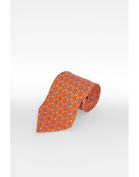 Orange Silk Tie with Round ‘Chains’