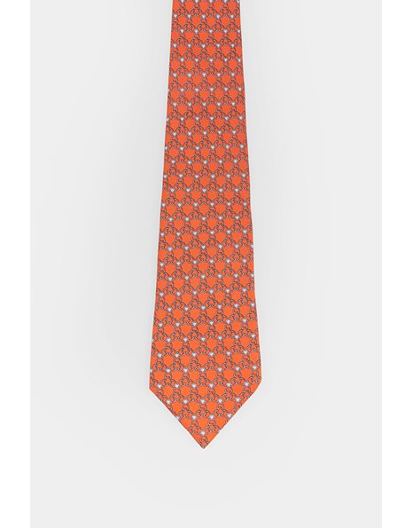 Πορτοκαλί Μεταξωτή Γραβάτα με Στρογγυλές ‘Αλυσίδες’