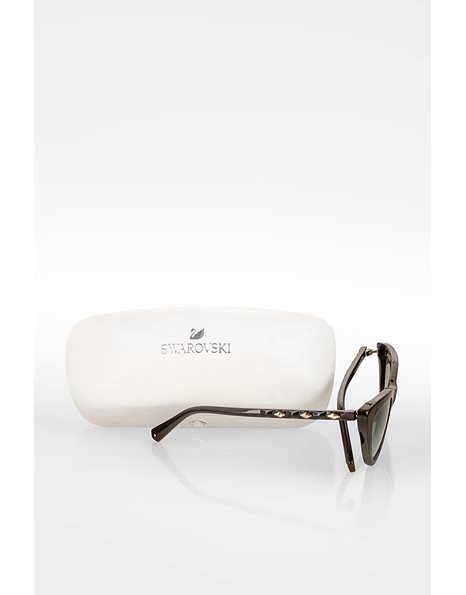 SK0232/S 52Q  Brown Toirtoise Acetate Sunglasses with Swarovski Details