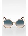 CE132S POPPY Polygonal Gold Metallic Sunglasses with Brown Tortoise Detail 