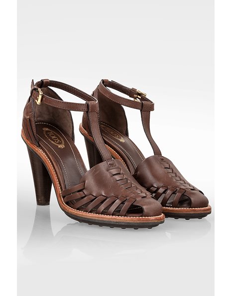 Huarache Brown Leather High Heel Sandals / Size: 38 - Fit: True to size