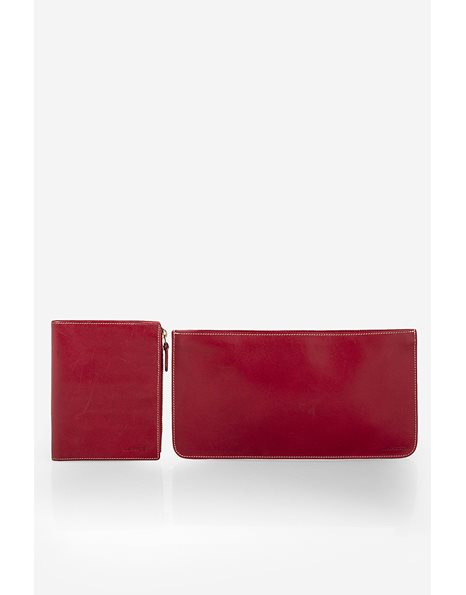 Burgundy Leather Pouch and Leather Wallet