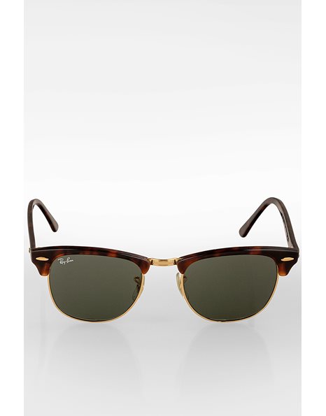 RB 3016 Clubmaster Brown Toirtoise Acetate Sunglasses with Gold Details