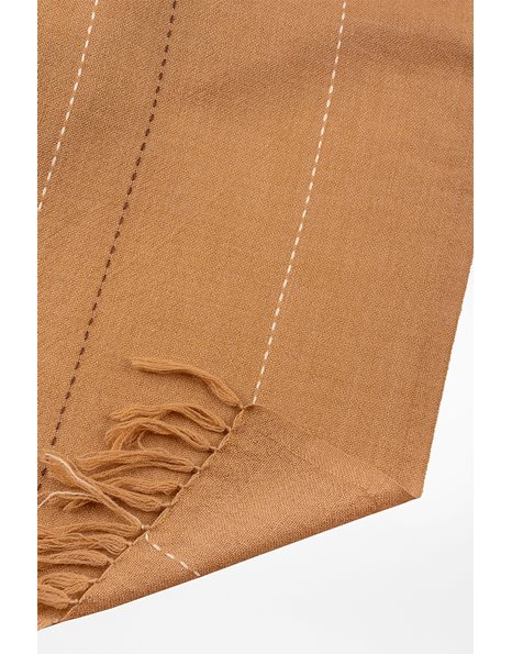Beige Cashmere Shawl with Brown and White Details