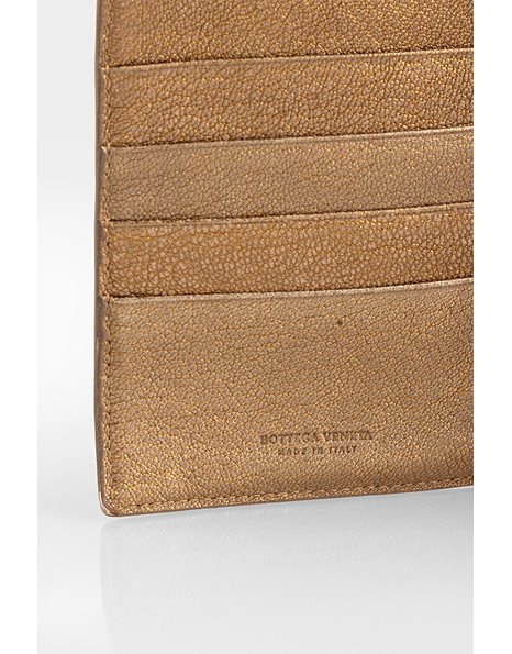 Gold Intrecciato Leather Wallet