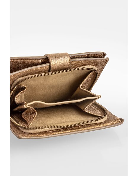 Gold Intrecciato Leather Wallet