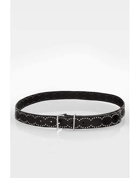 Black Leather Belt with Silver Studs