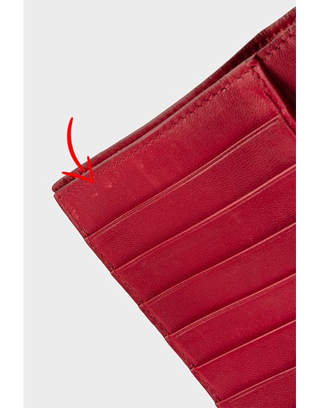 Κόκκινο Intrecciato Δερμάτινο Bi-Fold Πορτοφόλι 