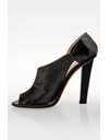 Black Leather High Heeled Peep-Toe Booties / Size: 39 - Fit: 39