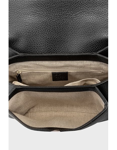 Black Interlocking Leather Crossbody Bag 