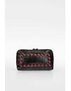 Black Snakeskin Clutch / Cosmetic Case with Red Leather Decorative Details