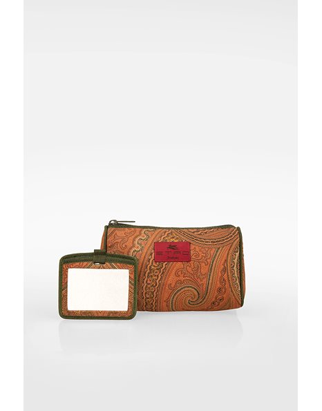Paisley Print Cotton Cosmetic Case with Matching Mirror