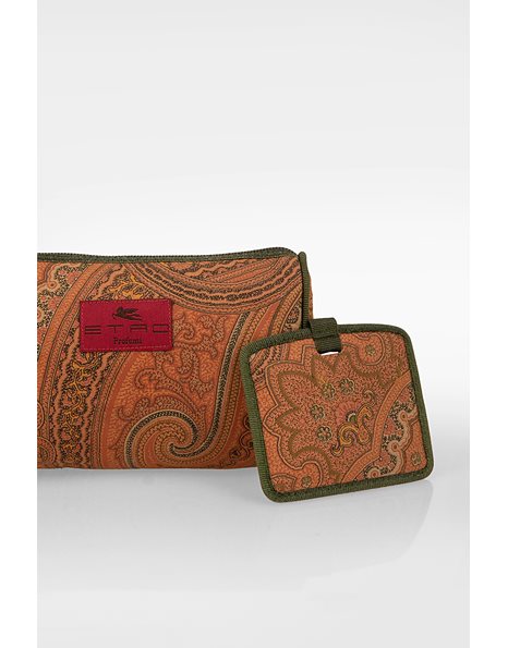 Paisley Print Cotton Cosmetic Case with Matching Mirror