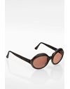 Round Black Acetate Sunglasses with Black Tortoise Details 