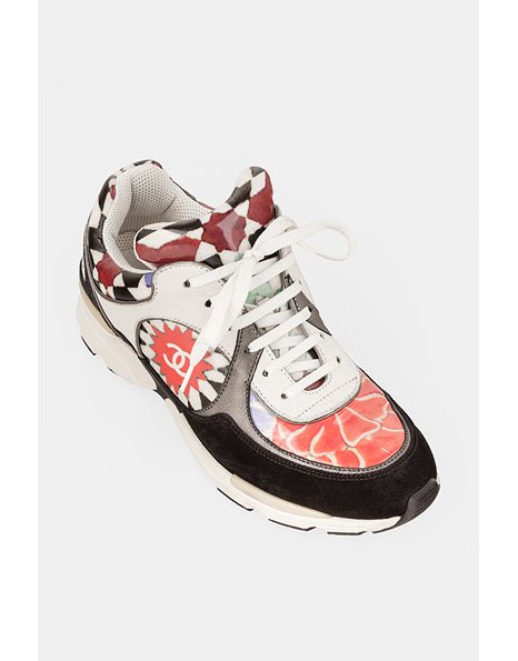 Colorful Sneakers with Black Suede and Gray Leather Details/ Size: 38 - Fit: 37