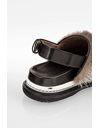 Black Leather Sandals with Brown Sheepskin Trim / Size: 38 - Fit: Normal