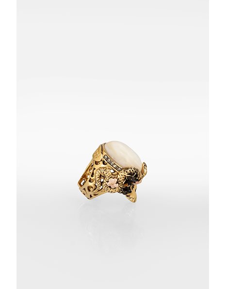 Gold Plated Cocktail Skull Ring 